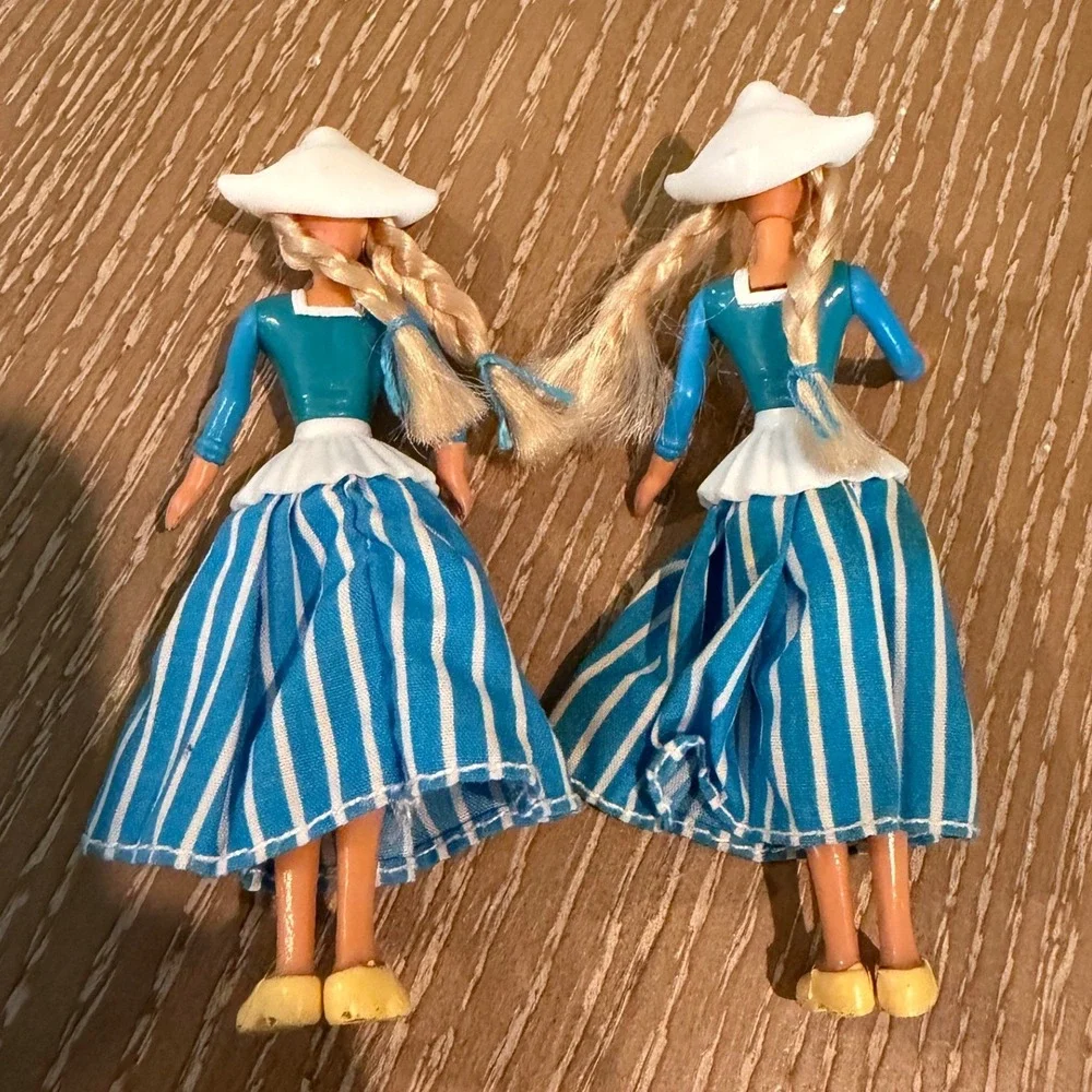 Lot of 2 McDonald's 1995 Dutch Barbie Doll Braided Hair Clogs Happy Meal Toys